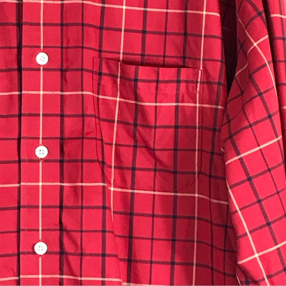 Brooks Brothers Shirt Button Down Red navy plaid Mens size Large 100% cotton - Picture 4 of 12